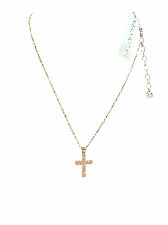 Nina Ricci Jewelry - VTG Nina Ricci Rhodium Swarovski Crystal Pavé Cross Pendant Necklace NWT